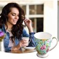 thumbnail image 3 of Bone China Coffee Tea, 300ml Bone China Tea, Floral Bone China Coffee, Portable Floral Tea Mugs, Durable Ceramic Floral Coffee Tea Mugs, Multi-Purpose Floral Coffee Mugs for Coffee Tea Cups Tea Mugs, 3 of 7
