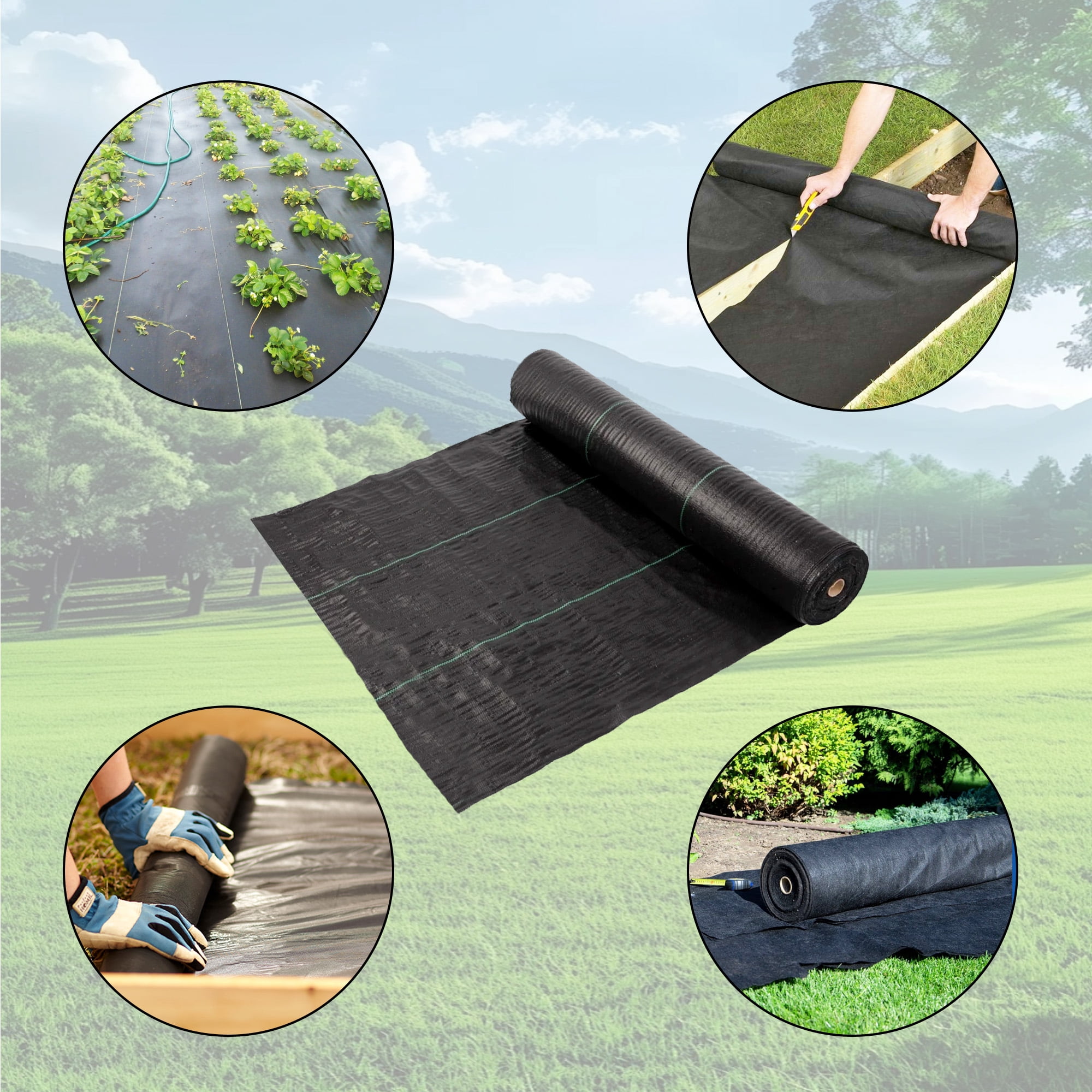 hostic Garden Weed Barrier Fabric Multi Length 6x300 FT Heavy Duty Landscape Weed Blocking Plastic Roll Cloth Water Permeable