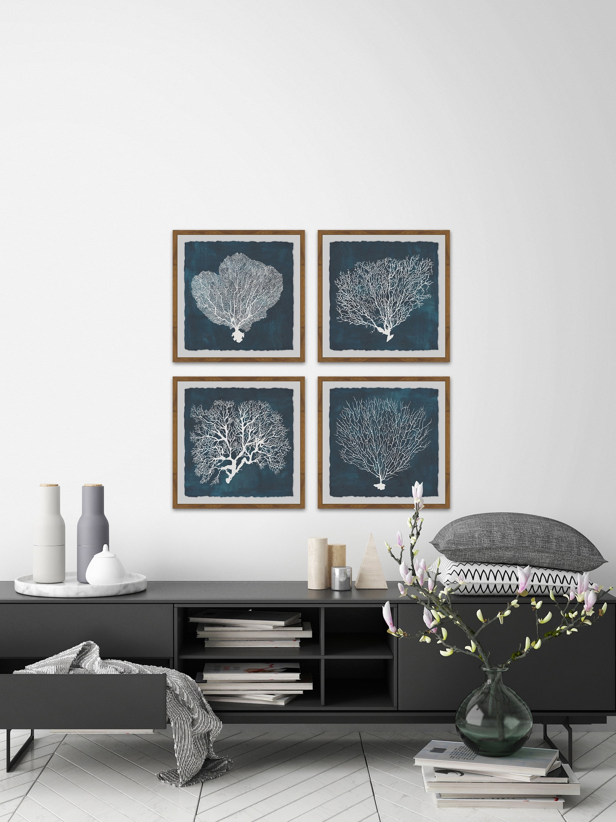 Marmont Hill Inverse Sea Fan V Quadriptych, 24" x 24"