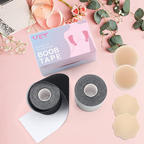 Breast Lift Tape Body Tape for Breast Lift w 2 Pcs Silicone Breast Reusable Adhesive Bra Boob Tape Beige Bob Tape for Large Breasts A-G Cup 