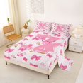 thumbnail image 2 of jejeloiu Floral Bow tie Initial X Queen Sheet Sets For Girls,Pink Geometric Plaid Bed Set,4 Pieces, 2 of 6