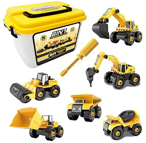 6X Construction Toys Cars Set Cup Cake Decorations Excavator Vehicles Dump Truck 
