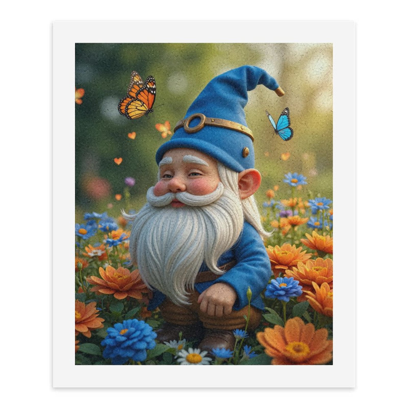 Paint by Numbers Kit for Adults, Garden Gnome with Butterflies Paint by Numbers, Easy Paint by Numbers Kit for Adults Beginner, DIY Adult Paint by Number Kits on Canvas, Home Decor