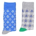 thumbnail image 1 of Fine Fit Mens Novelty Print Socks 2 Pair Set Anchors Size 10-13, 1 of 2