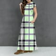 thumbnail image 7 of Mikilon 6-12 Years Girls Casual Maxi Stylish Plaid Dress Short Sleeve Holiday Dresses with Pockets, 7 of 7