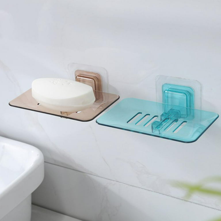 Wall Mounted Soap Dish Drain Soap Holder for Bathroom Self Adhesive Soap  Tray Plastic Soap Storage Box Bathroom Accessories - AliExpress