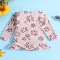 thumbnail image 3 of QJUHUNG Kid Baby Girls One Piece Swimsuit Long Sleeve Zipper Swimwear Ruffle Rashguard Bathing Suits Beachwear, 3 of 8