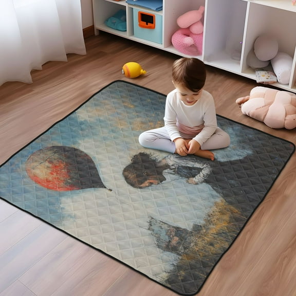 WOBOGO Down and Out Lass Baby Playmats Extra Large Waterproof Rollable Activity Pads for Toddlers 50×50inch