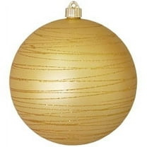 Christmas By Krebs 8" (200mm) Commercial Grade Indoor Outdoor Moisture Resistant Shatterproof Plastic Ball Ornament (Gold Dust Velvet with Tangles)