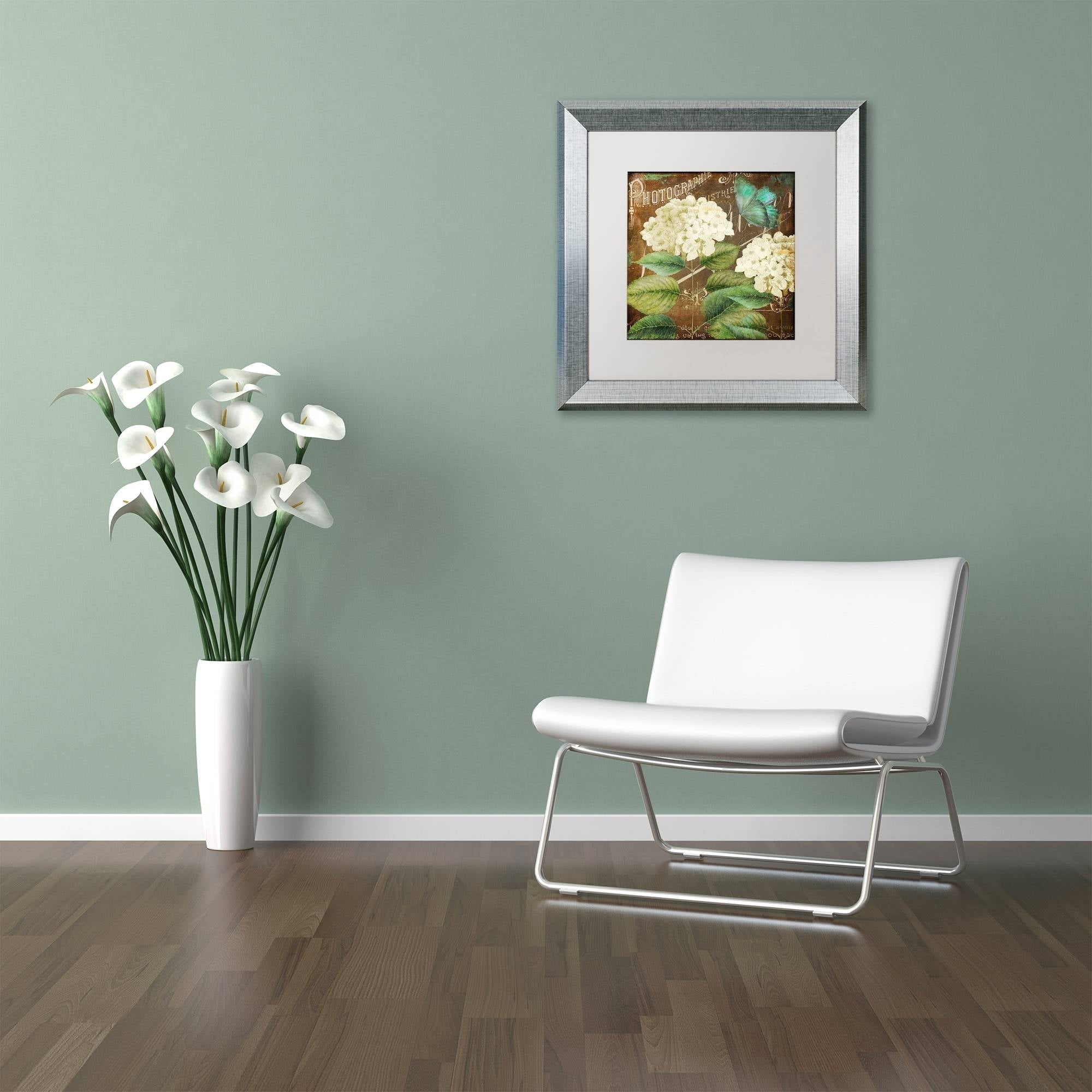 Trademark Fine Art "Alabaster Hydrangea" Canvas Art by Color Bakery White Matte, Silver Frame