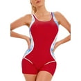 thumbnail image 4 of Zaldita Womens One Piece Swimsuit Beach Swimwear Surfing Bathing Suit Racerback Tank Swim Trunks Red M, 4 of 6