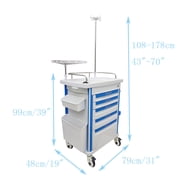 Medical Emergency Vehicle Mobile Anesthesia Cabinet Cart Medication ABS Storage Trolley with Drawer Infusion Stand and Wheels