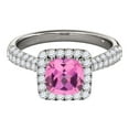 thumbnail image 2 of Mauli Jewels Rings for Women 0.95 Carat Diamond And Cushion Cut Pink 4-prong 10K White Gold, 2 of 7