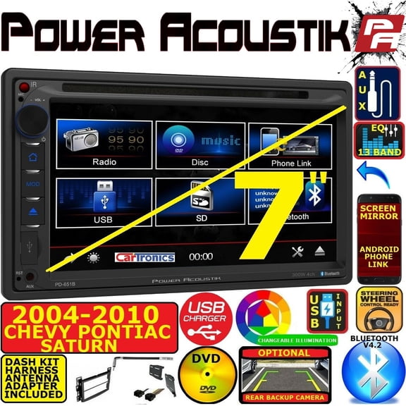 04-10 CHEVY PONTIAC SATURN TOUCHSCREEN BLUETOOTH USB CD/DVD/AUX/MP3 STEREO PKG
