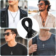 100 Pieces Waxed Leather Necklace Cord Bulk with Clasp Necklace Bracelet Chains String Rope Cord for Jewelry Making Pendants Charms(Black,20 Inch)