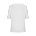 thumbnail image 6 of Blmnix Summer Womens Tops Trendy White Elbow-Length V-Neck Solid Loose Basic Blouse Casual Blouses, 6 of 6
