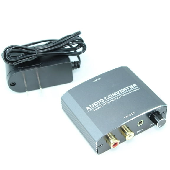 Digital Audio to Analog 3.5mm and 2 RCA Converter Amplifier Volume Control