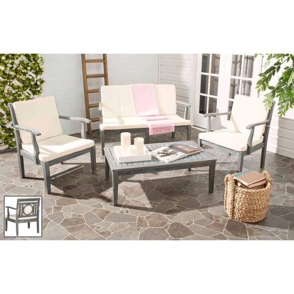 Safavieh Monclair 4-Piece Outdoor Living Set, Ash Grey