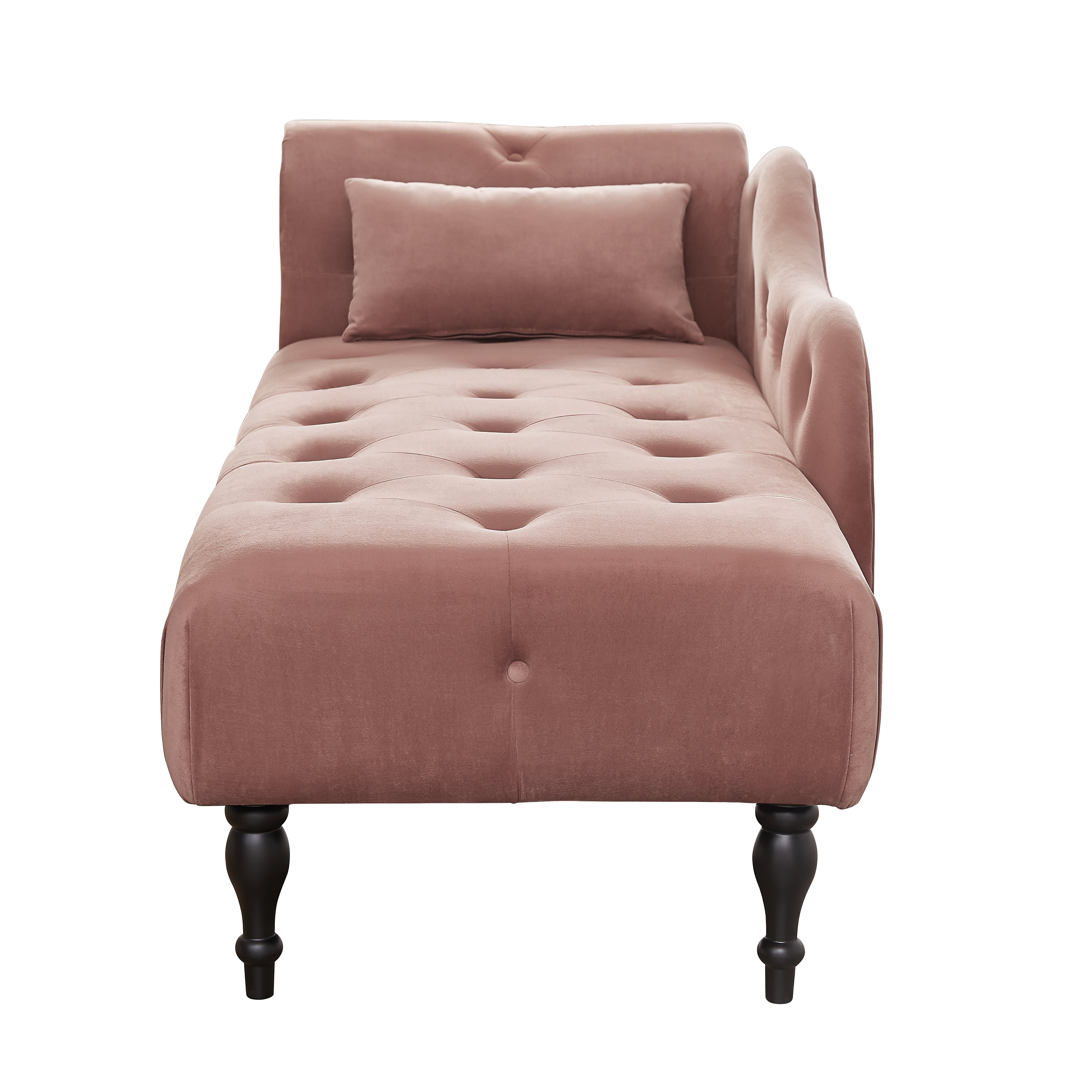 Miniyam Velvet Chaise Lounge, Tufted Accent Chaise Chair with Pillow for Living Room Bedroom, Pink