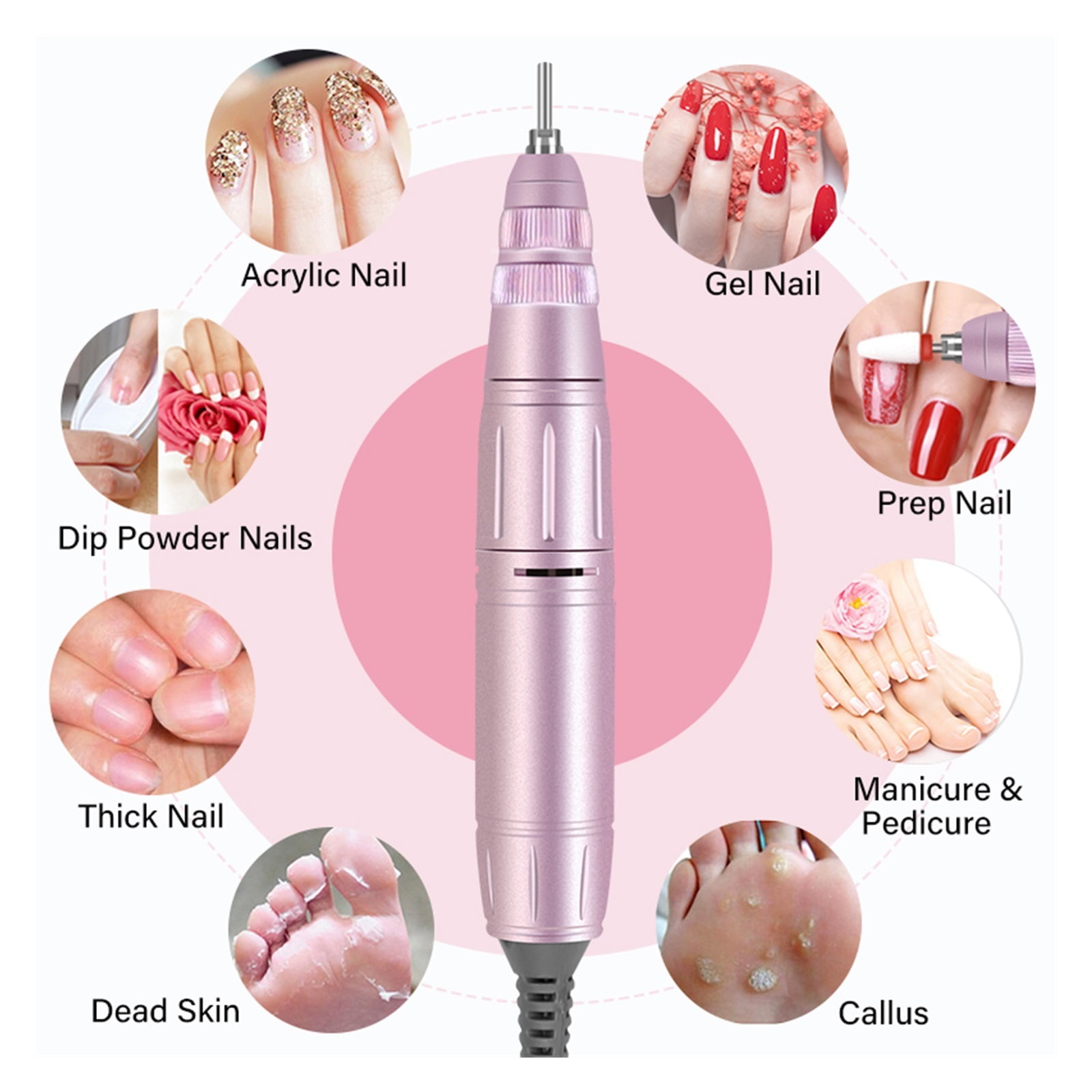 40000RPM Electric Nail Drill Manicure Machine, Acrylic Gel Polish Nails Sander, Pause Mode Professional Nail Art Salon Equipment ,Low Noise