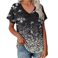 thumbnail image 1 of Birdeem Womens Spring and Summer Casual V-Neck T-Shirt Printed Short Sleeved Top, 1 of 5