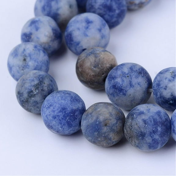 Natural Blue Spot Jasper Beads Strands Frosted Round 6~6.5mm Hole: 1mm about 59~61pcs/strand 14.5~15 inch