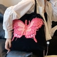 thumbnail image 3 of Shoulder Messenger Bag Butterflies Pattern Large Capacity Chain Straps Women Cloth Bag Black Free Size, 3 of 8