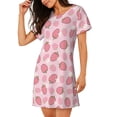 thumbnail image 2 of Rateoe Strawberries Print Women’s Nightdress – Cozy Cotton Short-sleeved Sleep Shirt, Loose-Fit Sleepwear, Perfect for Relaxing and Sleeping, 2 of 6