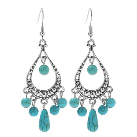 

Etereauty Earrings Bohemian Dangle Ear Jewelry Tassel Dangling Drop Turquoise Beaded Moon Sun Pendant Style Bohemia Summer Long