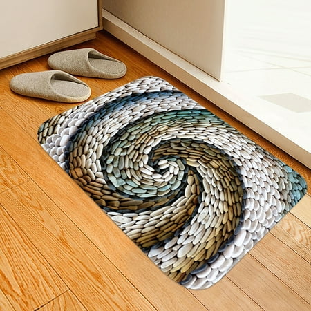 Chic 3d Rotating Pebbles Printing Carpet Hallway Doormat Anti Slip