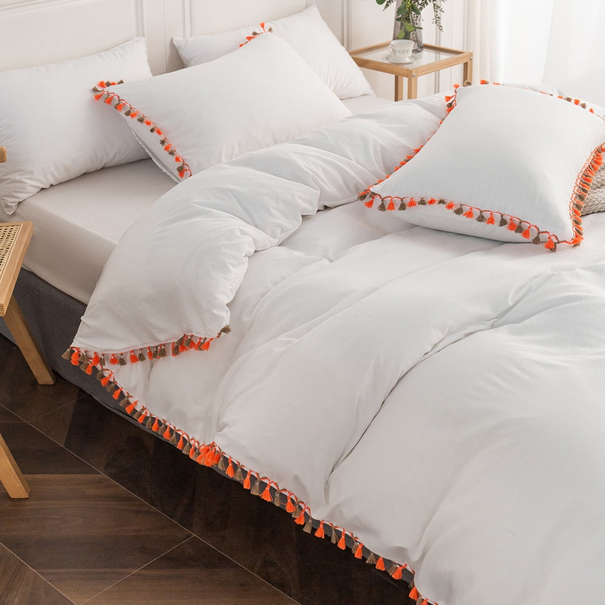 Move Over off White Duvet Cover Set 100 Washed Microfiber Taupe and