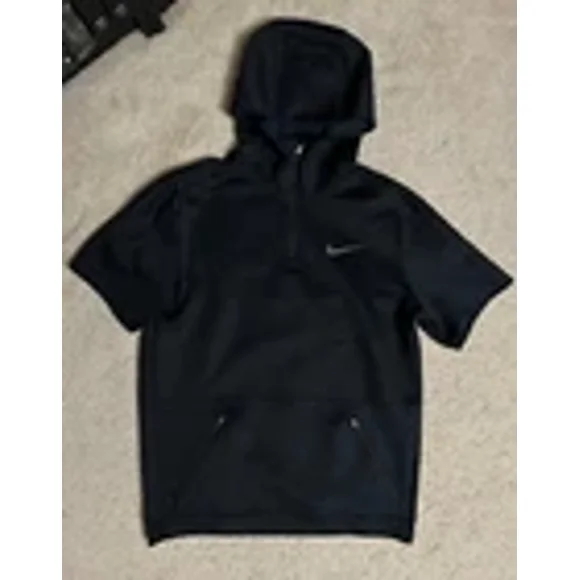 Nike Pro CQ8343-010 Short Sleeve 1/4-Zip Hoodie Black SMALL, hooded hoodie