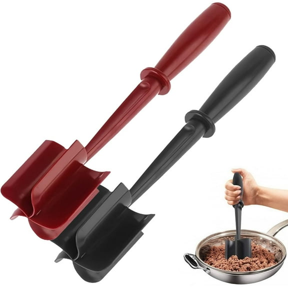 Ahot 2Pcs Meat Chopper and Masher - Ground Beef Hamburger Smasher, Plastic Spatula, Kitchen Separator Tool for Food, Potato, Bean - Silicone Chop and Stir, Meat Dicer