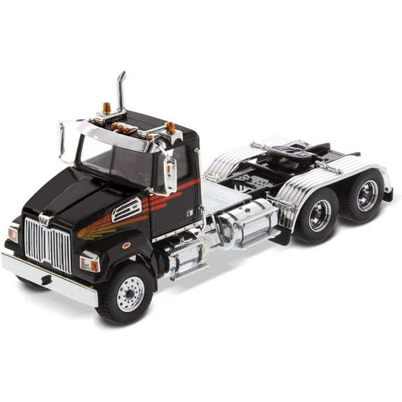 Diecast Masters Western Star 4700 SF Tandem Truck-Tractor - Metallic Black | Real Truck Specifications | 1:50 Scale Model Semi Trucks | Diecast Model by Diecast Masters 71036
