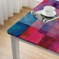 thumbnail image 5 of BANET Abstract Square Fitted Tablecloth with Elastic Edge, Rainbow Colored Geometric Square Shaped Print Polyester Table Cloth, Fits Square Table , for Party Holiday Spring/Summer, Multicolor white, 5 of 8