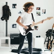 Glarry 6 Strings Right Hand Electric Guitar Package for Beginner,White
