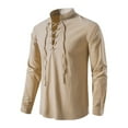 thumbnail image 3 of Kiijoy Tween Boys Medieval Renaissan Lace Up Shirt Scottish Jacobite Long Sleeve Shirt, 3 of 6