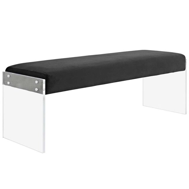 Modway Banc Moderne en Velours et Acrylique Noir