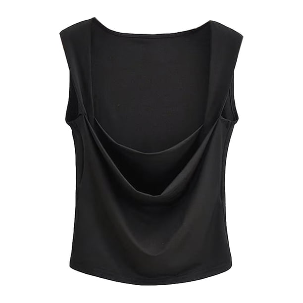 Top corto sin mangas de punto acanalado con cuello redondo y estampado de mariposas para mujer, corte ajustado - Poliéster - S-L