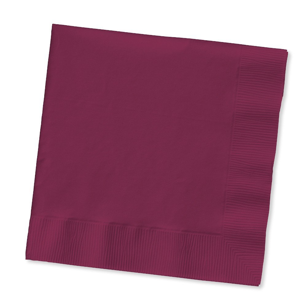 Set of 4 Creative Converting Touch of Color 100 Count 2Ply Burgundy Dinner Paper Napkins bundled