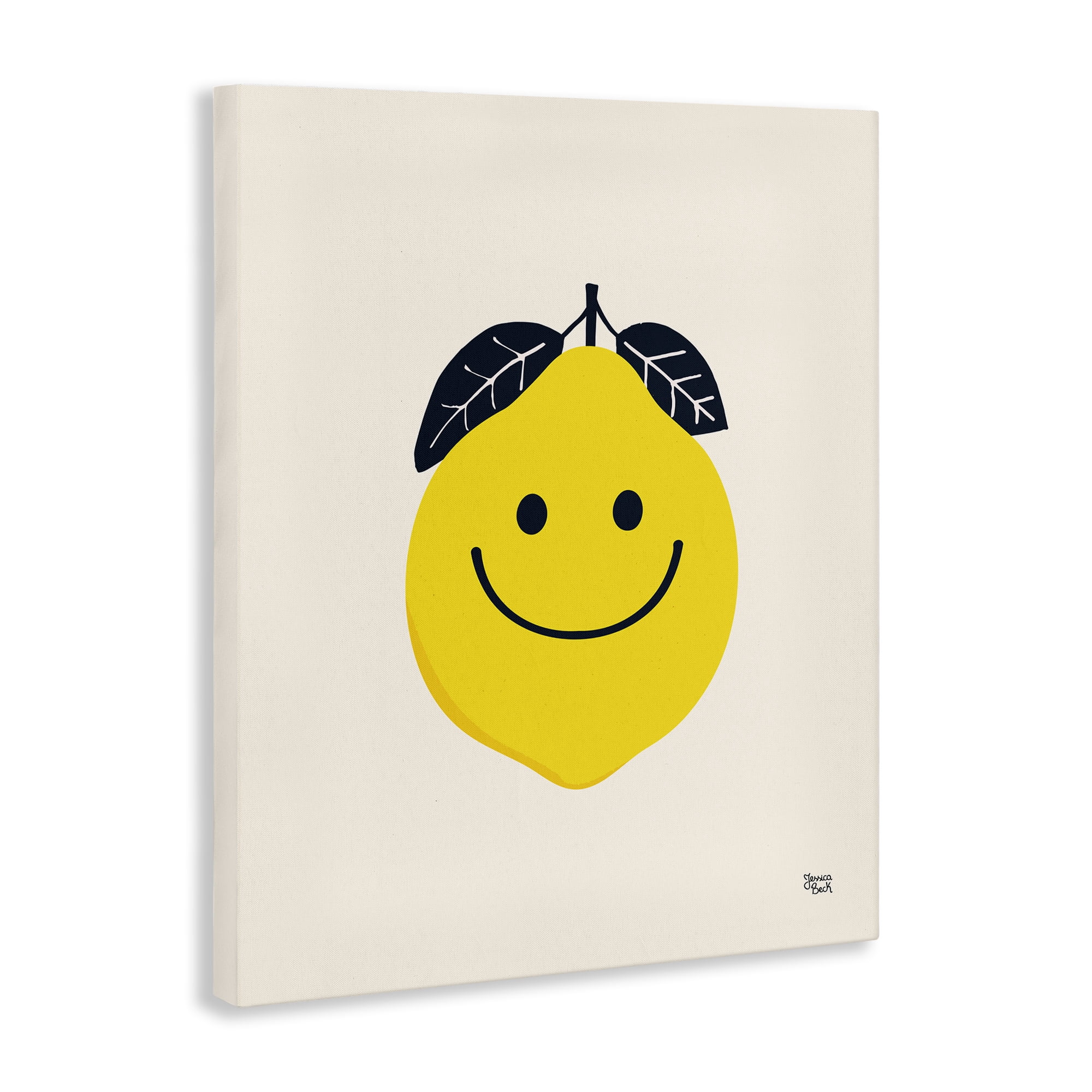 Stupell Industries Happy Lemon Smile Food & Beverage Painting Wrapped Canvas Art Print Wall Art, 36 x 48