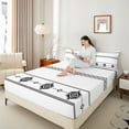 thumbnail image 7 of Manfei Western Aztec Sheet Set Twin, White Black Bed Sheets Set Twin Size, Tribal Geometric Twin Sheet Sets, Microfiber Room Decoration, 3pcs, 7 of 7