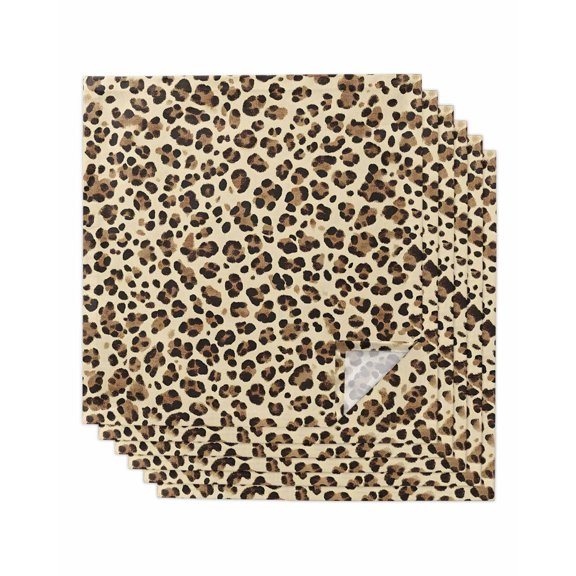 Cloth Napkins Set of 6 - 20x20 Inches, Leopard Washable Reusable Table Napkins, Rustic Brown Animals Art Modern Soft & Absortbent Dining Napkin for Party Wedding Hotel Restaurant