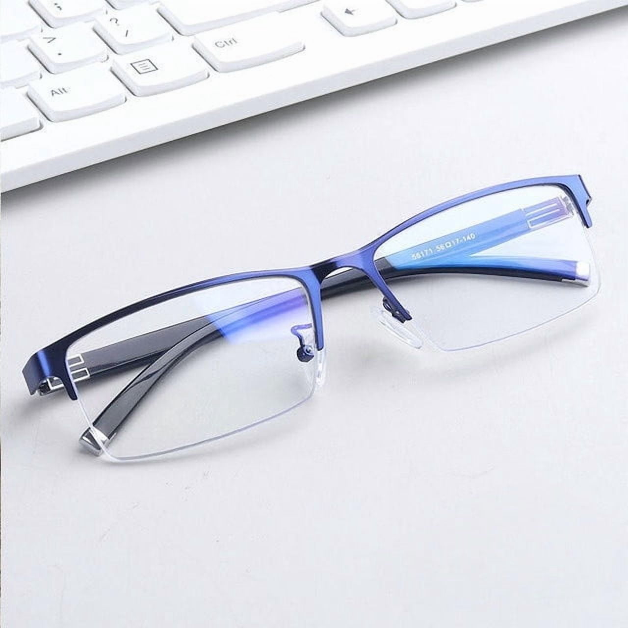 Blue Frame Smart Glasses, German-Made Adaptive Lens Glasses, Automatic Vision Adjusting Eyewear with Storage Case, Portable Glasses for Daily Wear, Travel & Vision Care, Myopia 550 Degree Glasses