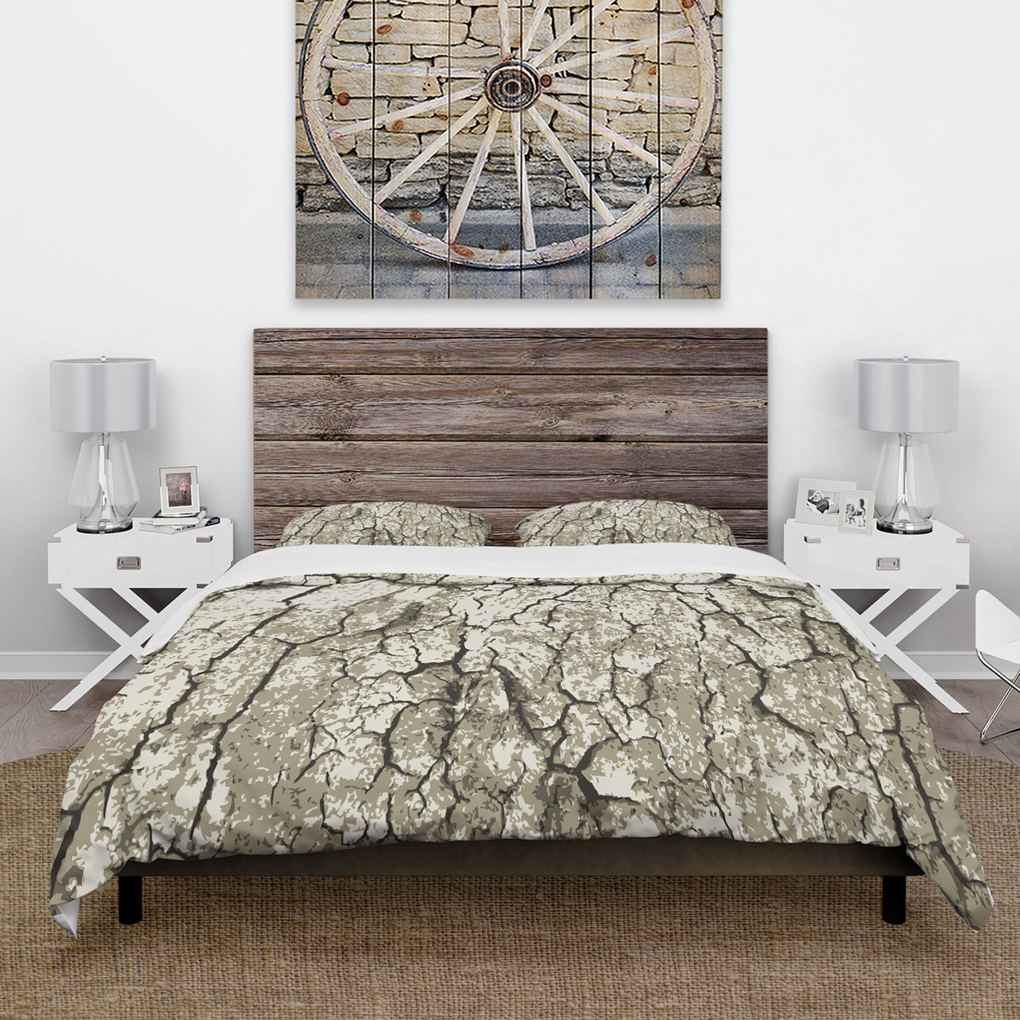 Designart 'Vintage Tree Bark' Vintage Duvet Cover Set