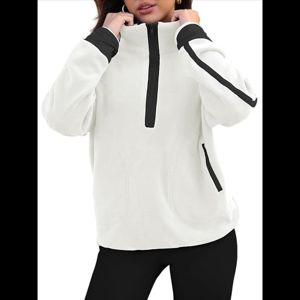 Sudadera de Mujer con Media Cremallera, Suave y Extragrande, con Bolsillos, Cálida y Afelpada. XL