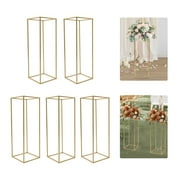 Loyalheartdy 5Pcs Gold Wedding Flower Stand, 31.5"H Metal Geometric Flower Vase Column Rack for Home Party Table Centerpiece