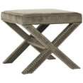 thumbnail image 2 of SAFAVIEH Palmer Transitional Cross Leg Upholstered Ottoman, Mushroom Taupe, 2 of 4