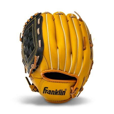 Franklin Sports Field Master Baseball + Softball Glove, 10.5 in, Black/Tan, Left Hand Throw