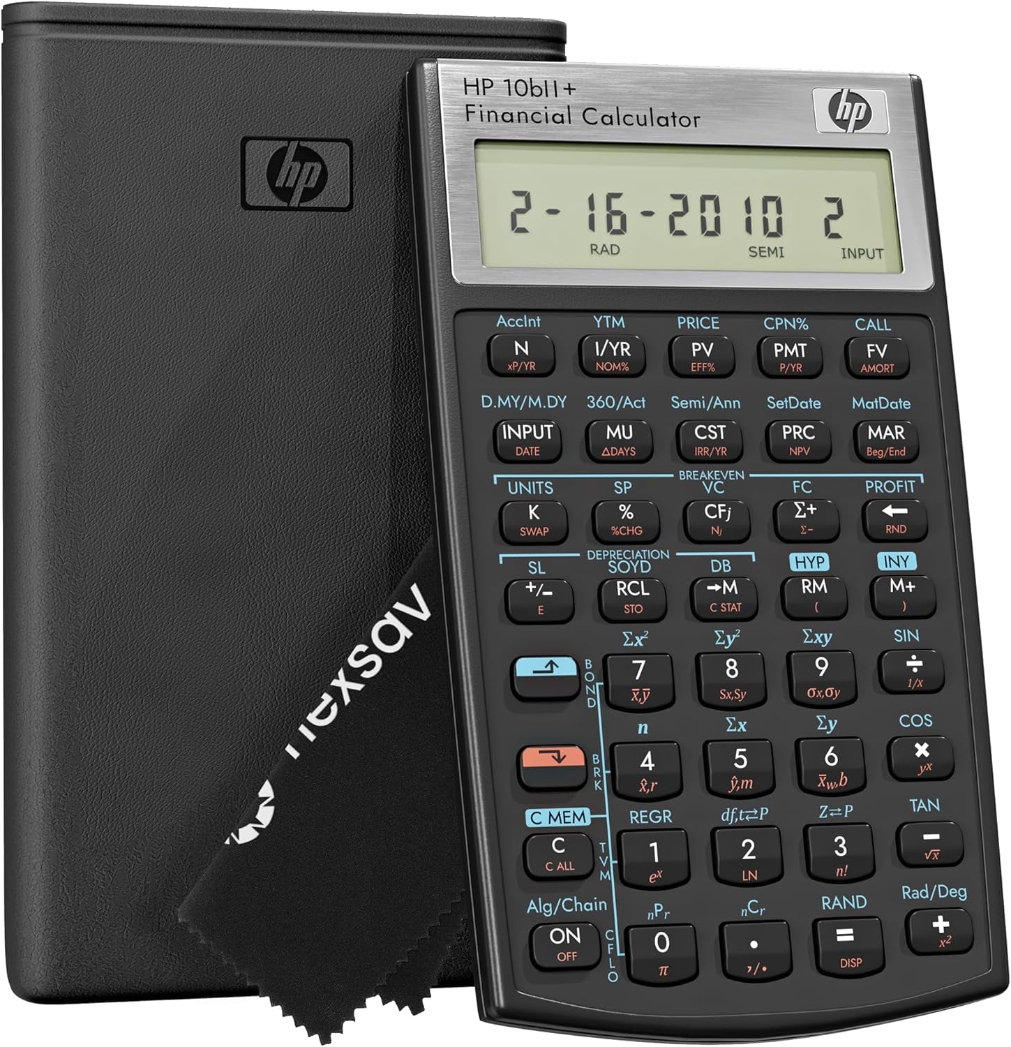 HP 10bII+ Financial Calculator, Business and Accounting Calculator with 100+ Functions, Exam Approved, Includes Case and Cloth